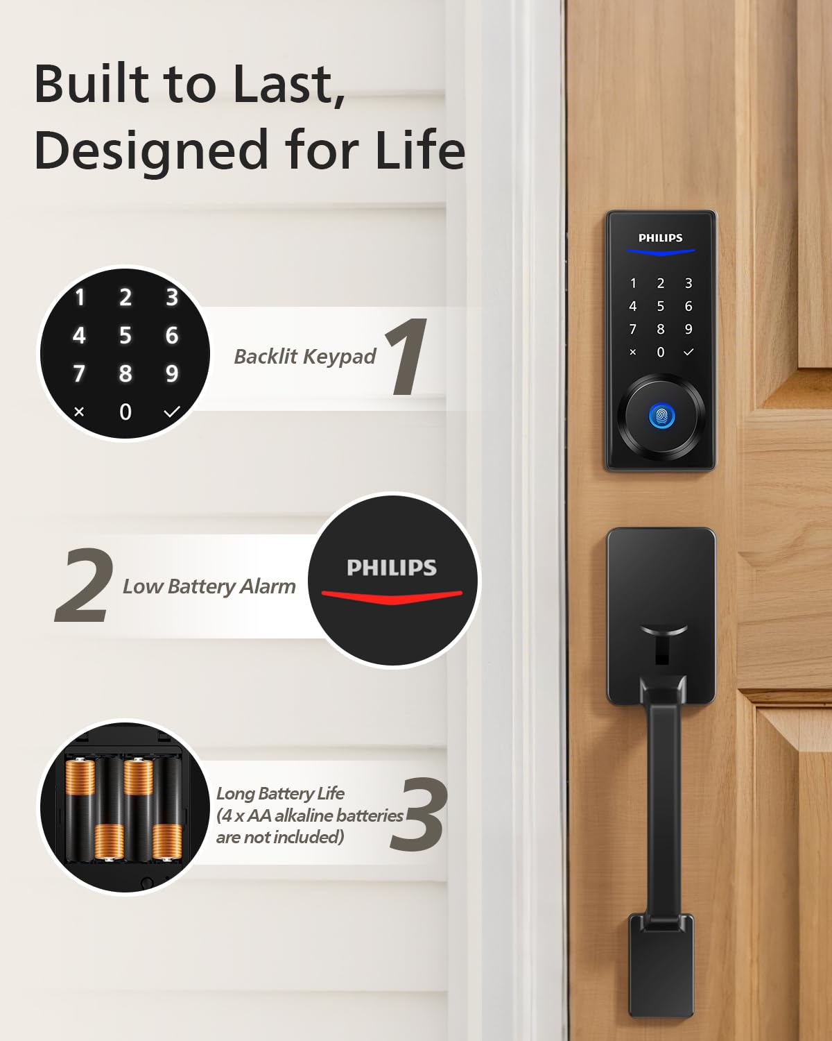 Philips auto-lock feature illustration indicating timed security.