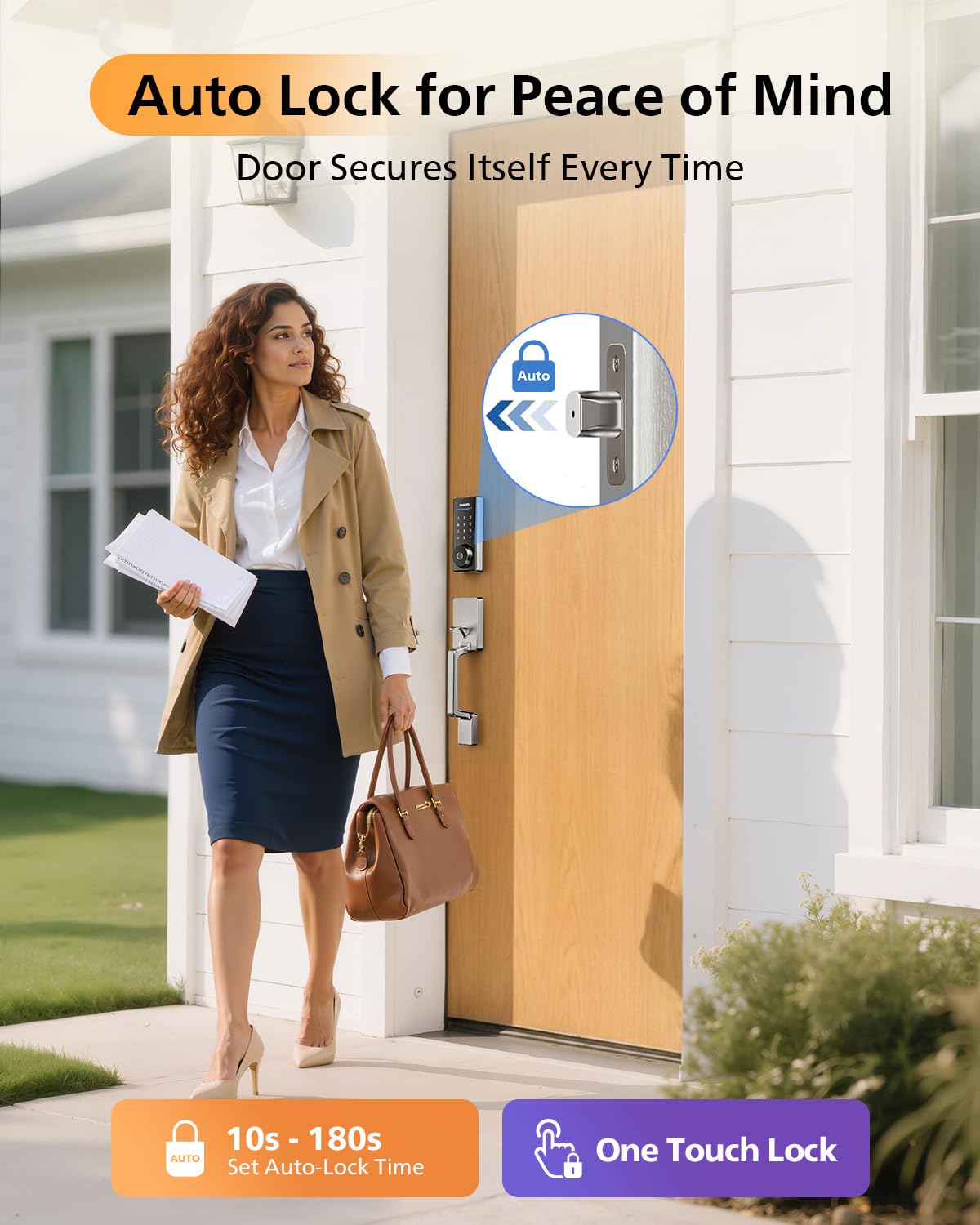 Philips WiFi Smart Lock complete handle set included for simple installation.