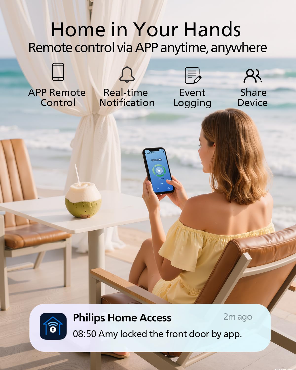 Philips smart lock fingerprint sensor enabling fast unlock in seconds.