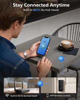 Fingerprint unlock close‑up on Philips lock for fast, keyless access.