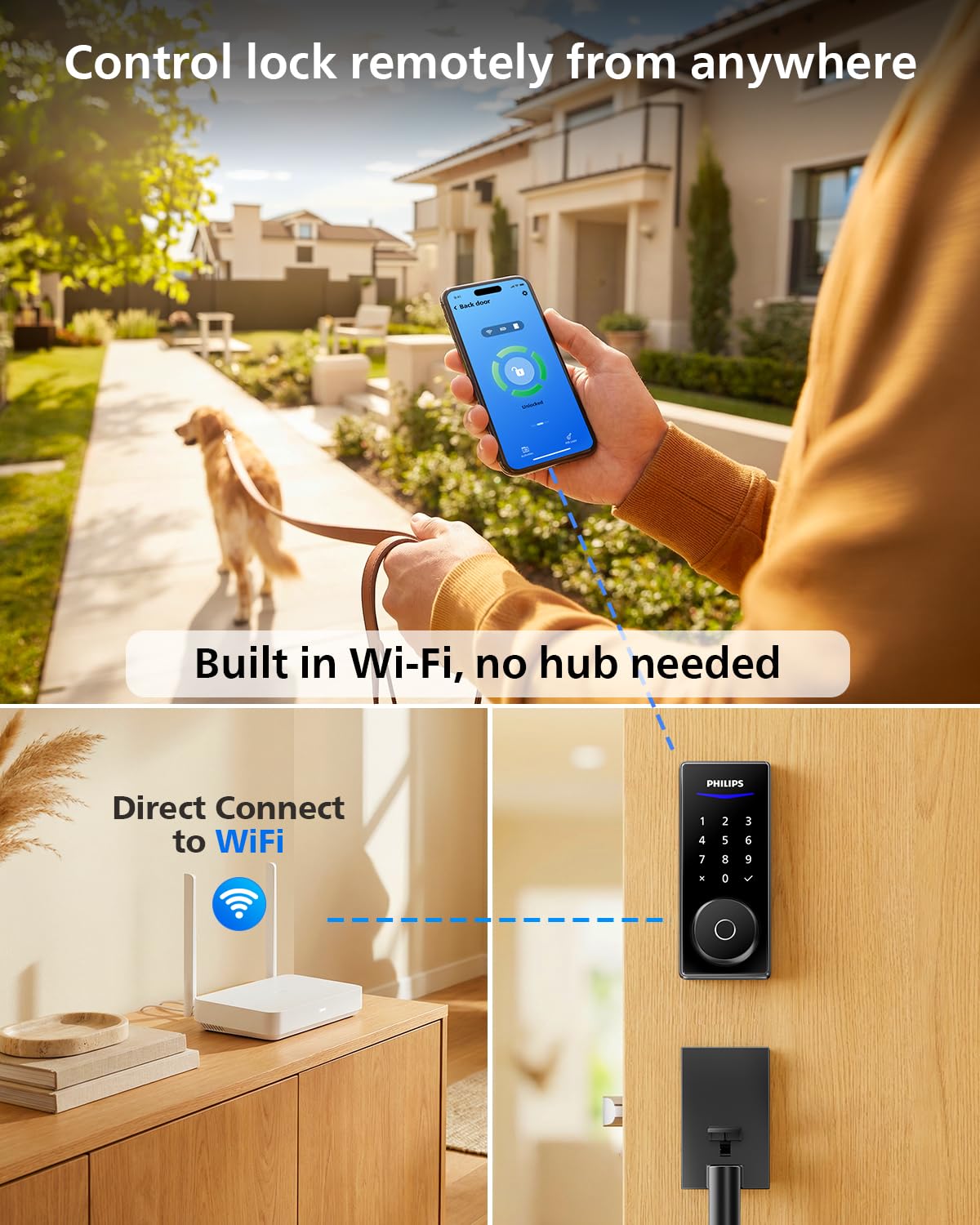 Philips WiFi Smart Lock keypad closeup showcases convenient PIN entry