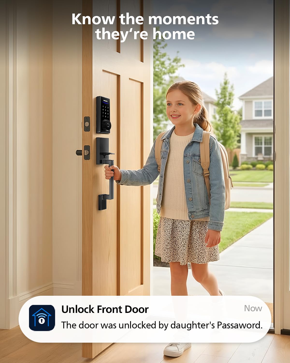 Philips WiFi Smart Lock universal door fit diagram shows broad compatibility