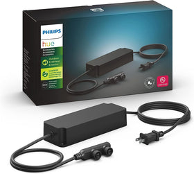 Philips Hue 100W outdoor power supply in black powering multiple lights for landscape setups