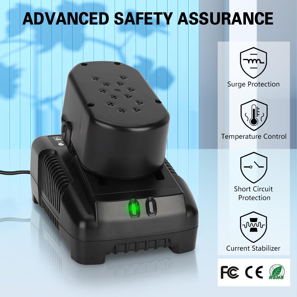 Philophca 18V charger back panel highlights sturdy construction for daily use.