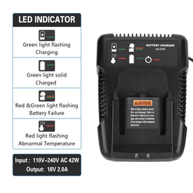 Philophca 18V charger LED indicator shows charging progress at a glance.