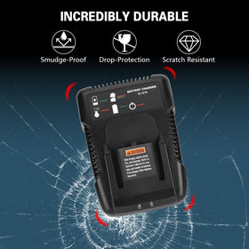 Philophca 18V charger with battery demonstrates on-site charging during projects.