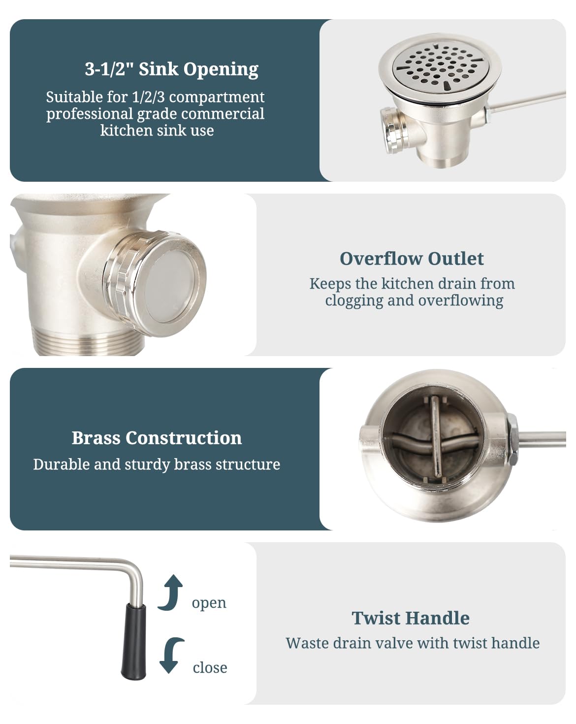 Phivan 2-inch drain outlet detail highlights robust, high-flow design.