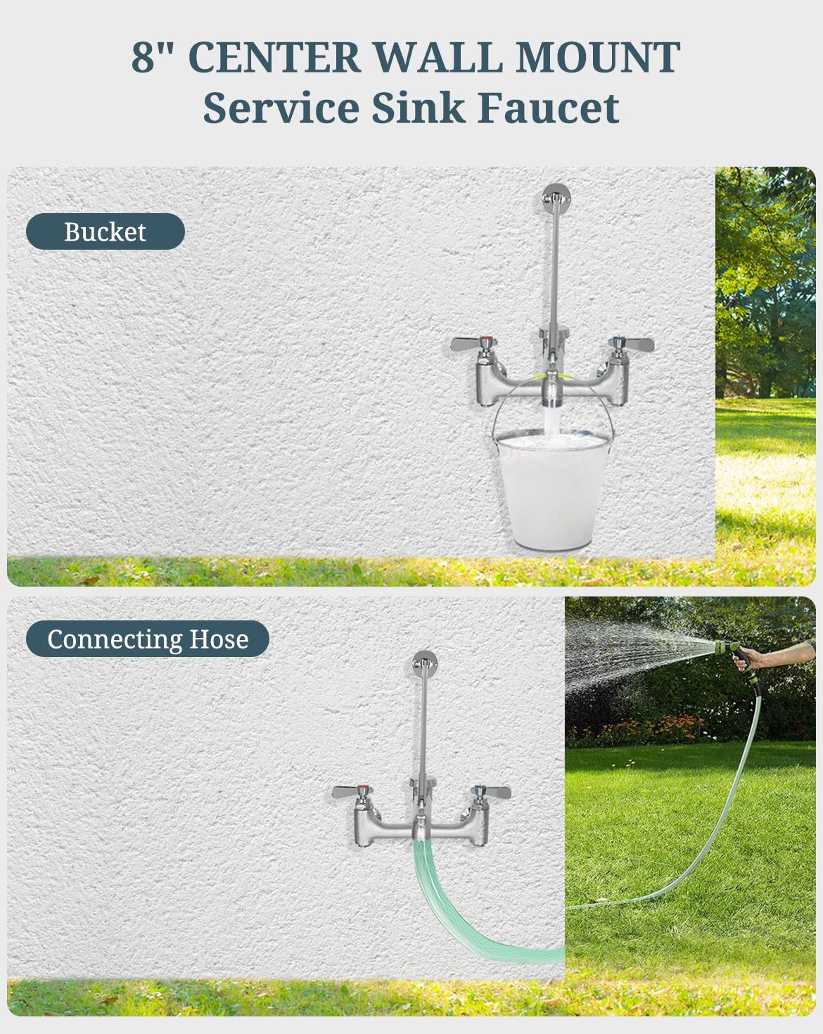 Phivan 3/4-inch hose outlet expands water supply for cleaning tasks.
