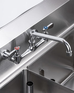 Phivan 360-degree swivel spout reaches all basins in busy kitchens.