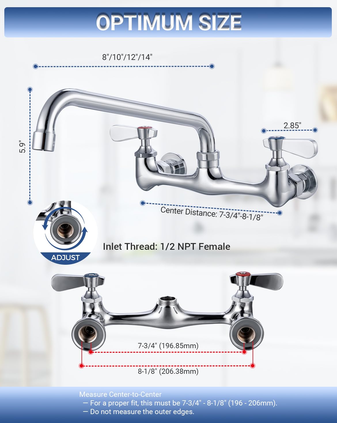 Phivan dual-handle chrome brass faucet enables precise hot and cold control.