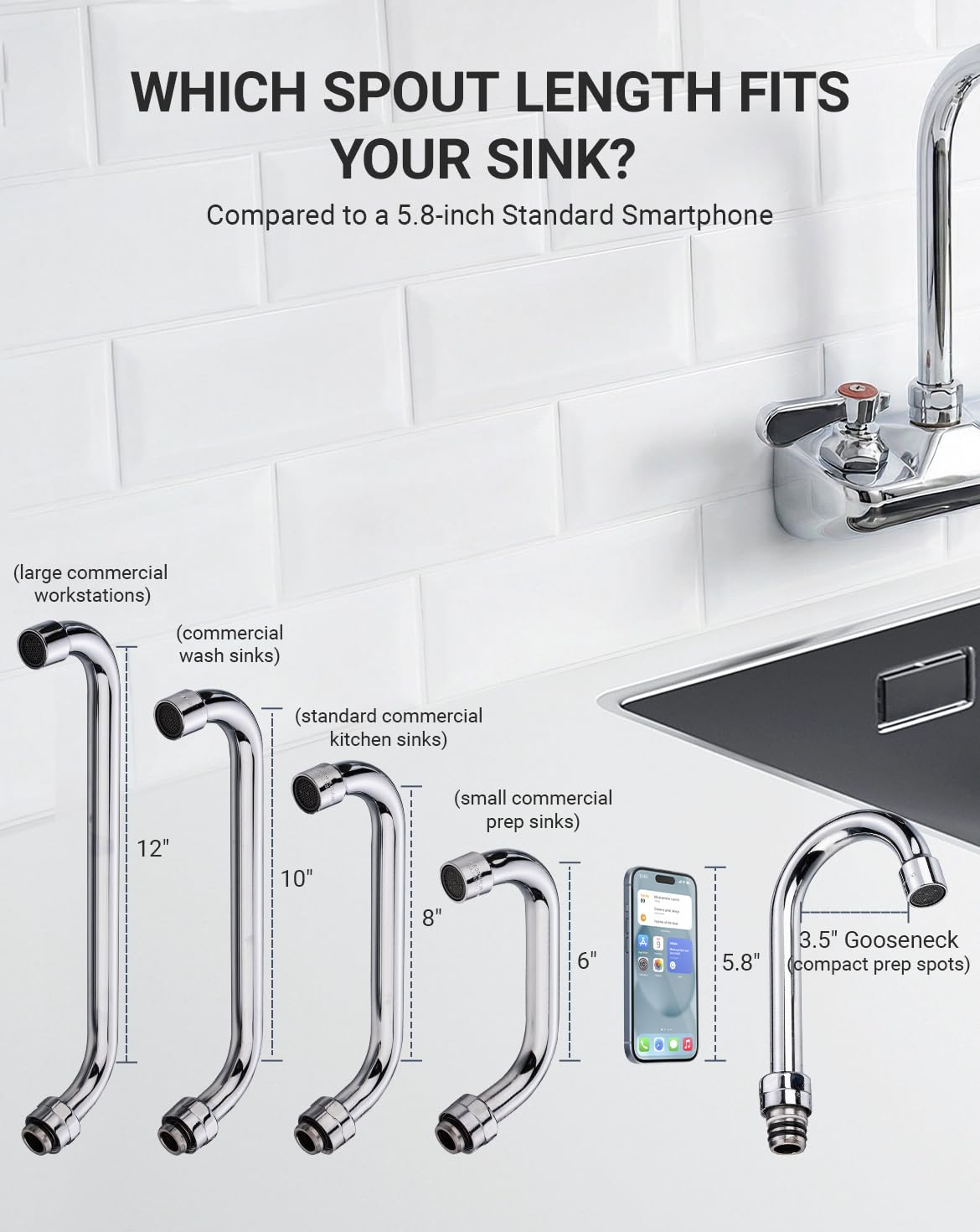Phivan accessory-ready design supports spout lengths and brass fittings