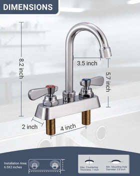 Phivan utility sink faucet with two handles for precise temperature control