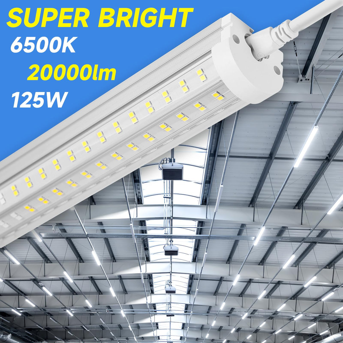 Phiwicsh 8ft LED tube light ceiling installation showing flush mount