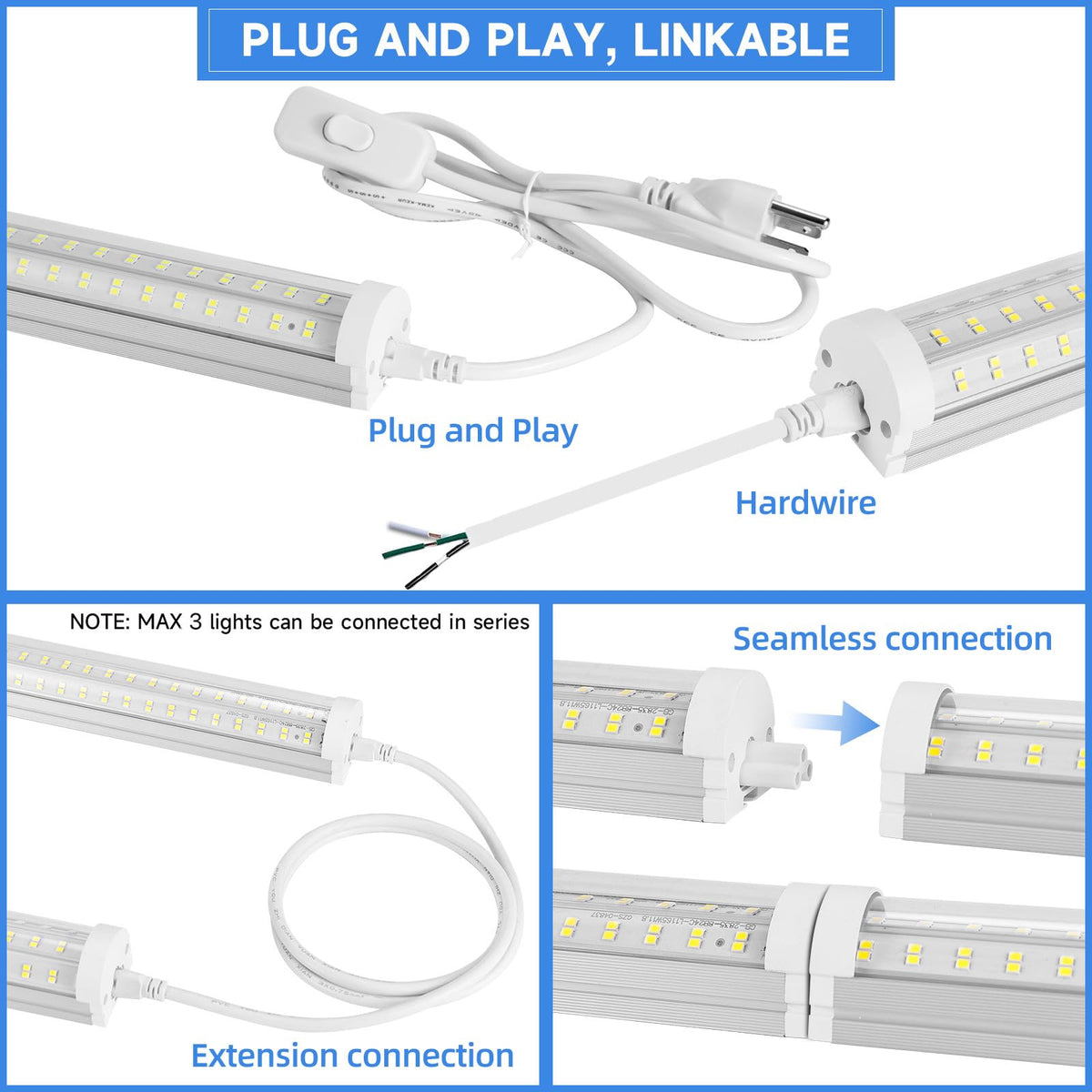 Phiwicsh 8ft LED light hanging setup for workshop ceilings