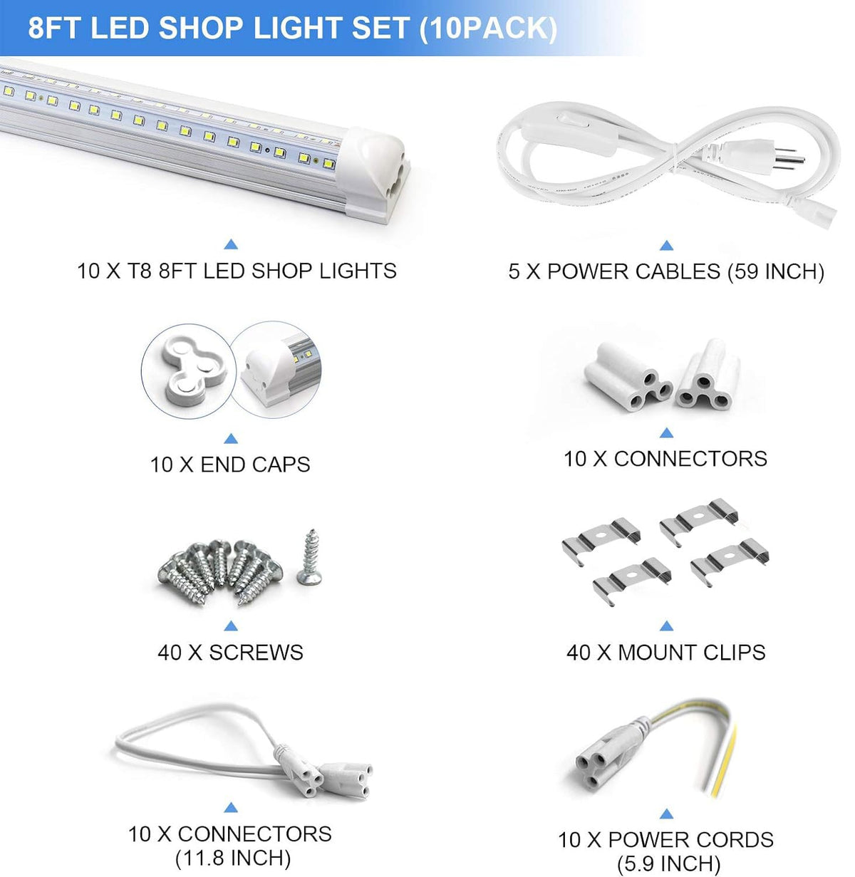 Phiwicsh LED shop light connectors and end caps enabling seamless linkable setups