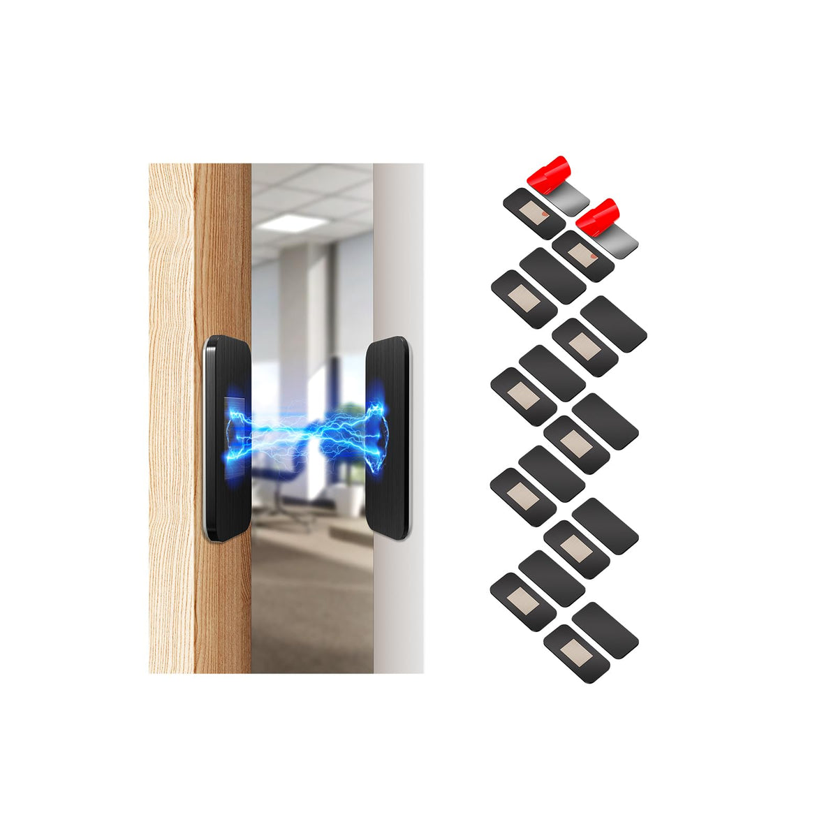 PHIXBEAR 10-pack black magnetic door catch keeps cabinet doors securely closed.