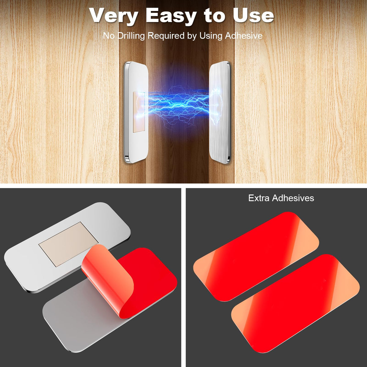 PHIXBEAR adhesive magnet drawer catch installs without drilling for damage-free setup