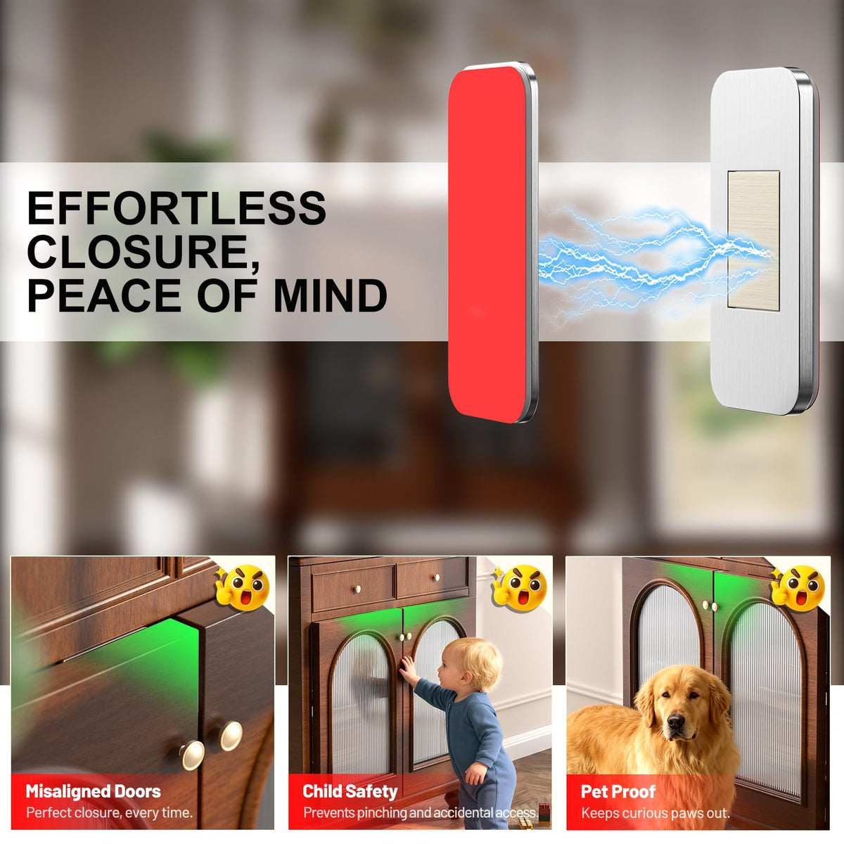 PHIXBEAR powerful neodymium magnets keep cabinet doors closed and dust out.