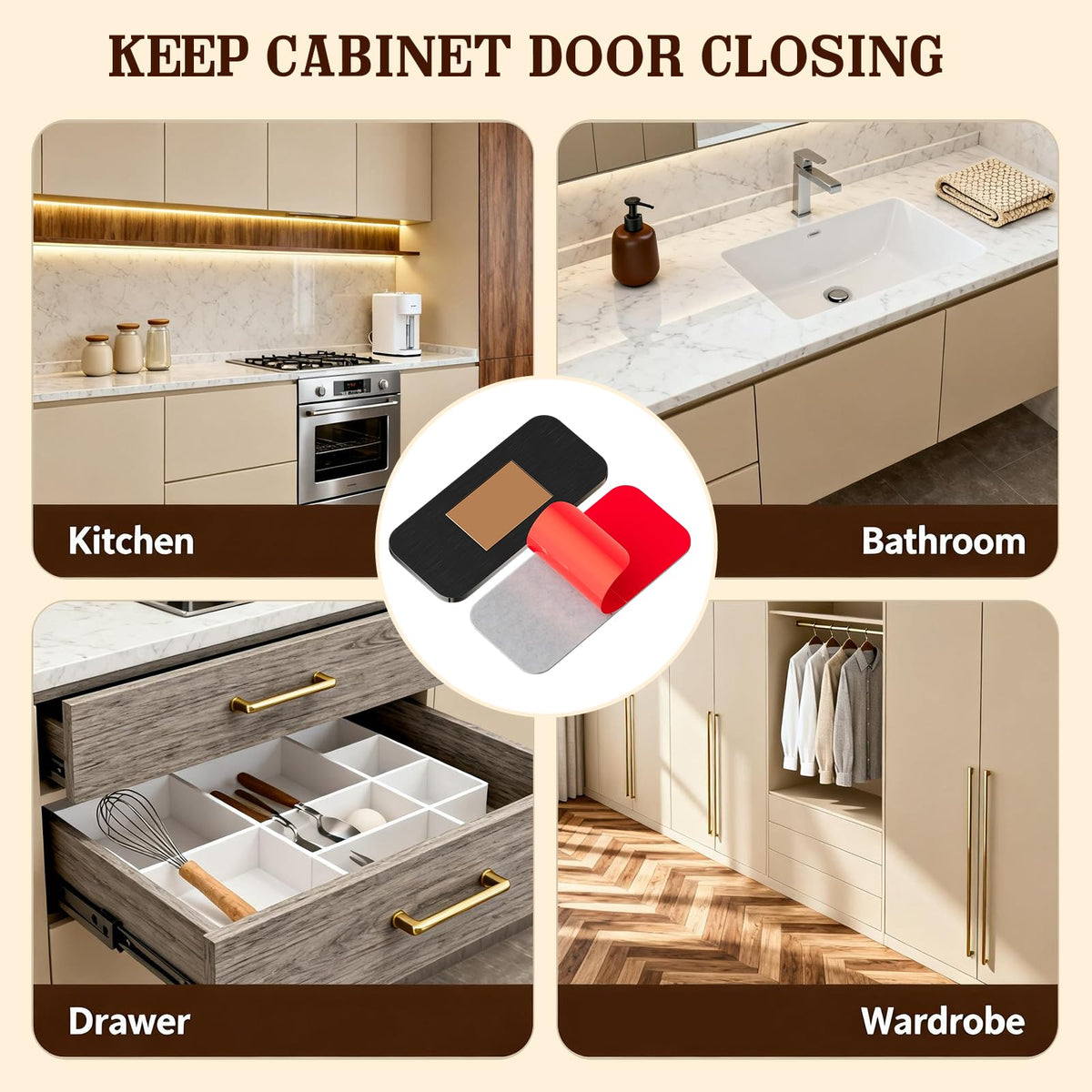 PHIXBEAR rust-proof stainless steel black finish on cabinet magnet