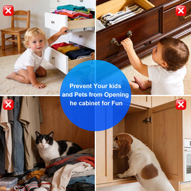 PHIXBEAR magnet with strong hold keeps cabinets securely closed around pets and kids