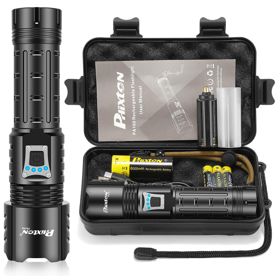 PHIXTON PA160 LED flashlight long-range beam for precise distant illumination.