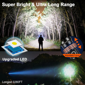 PHIXTON PH2401 long-range spotlight reaches 3280 ft for outdoor search tasks.