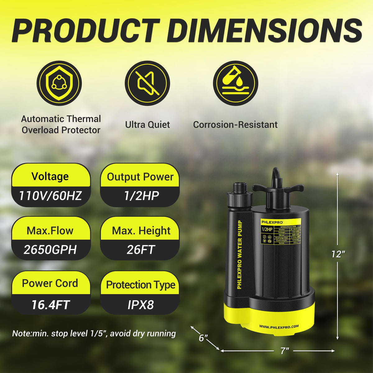 PHLEX PRO delivers 2650 GPH for ponds and pools.
