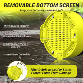 PHLEX PRO removable screen protects the pump from debris.