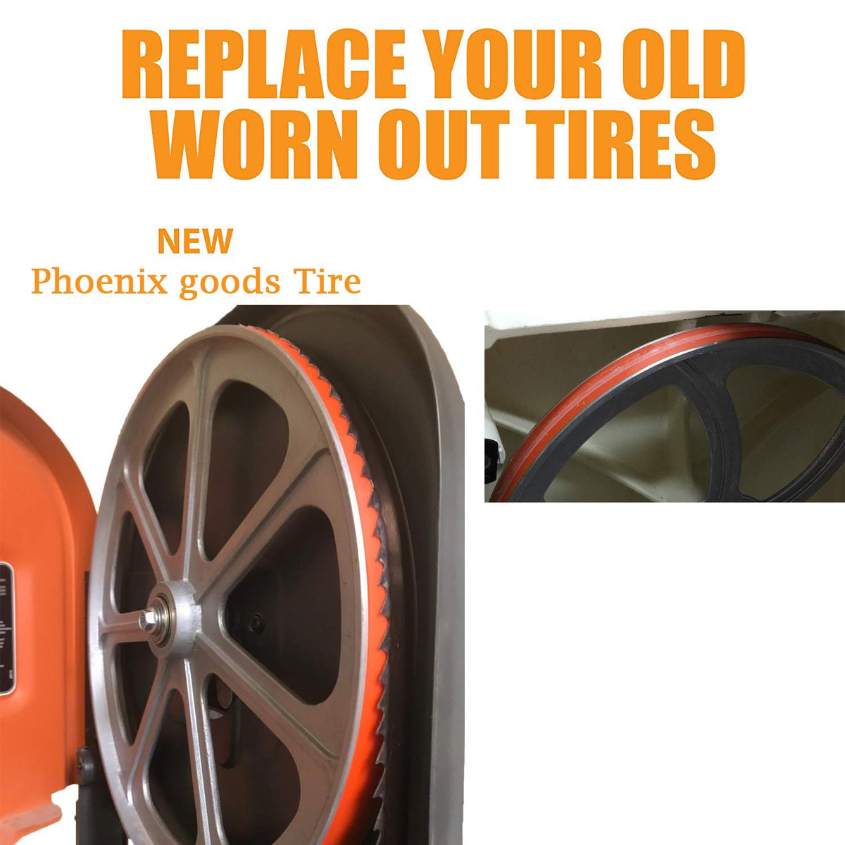 Phoenix goods urethane tire installation shows easy stretching without adhesive.