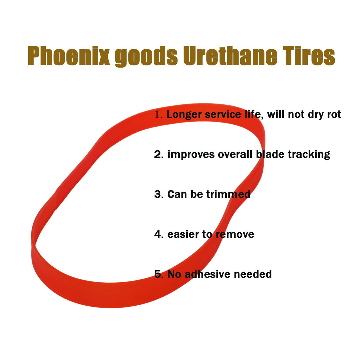 Phoenix goods urethane tire seating groove image shows secure fit without adhesive.