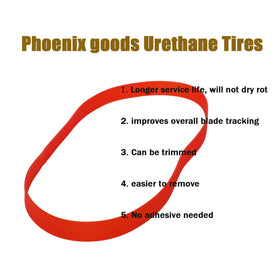 Phoenix goods urethane tire seating groove image shows secure fit without adhesive.