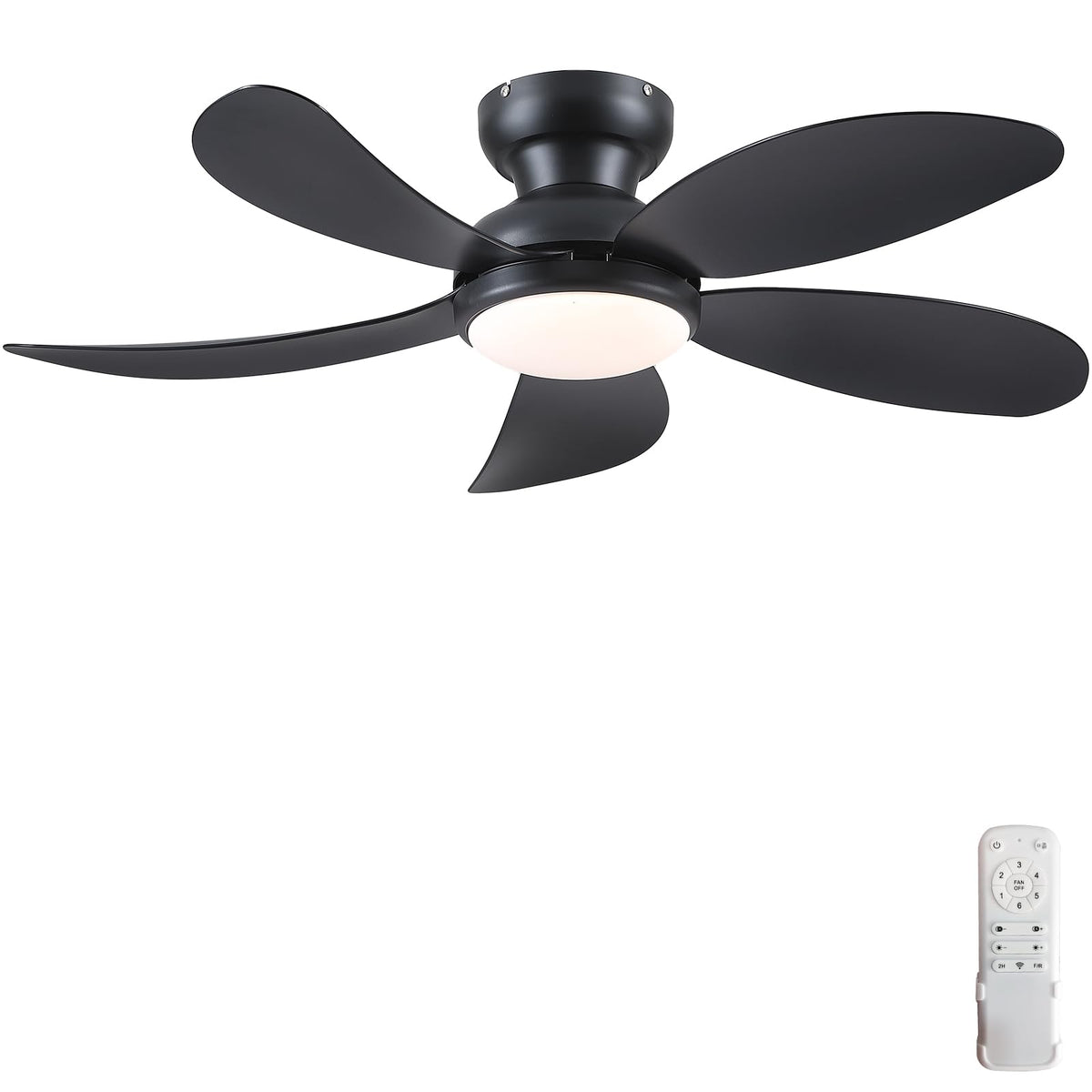 PHORUS 42in black ceiling fan with remote for balanced airflow and adjustable lighting.