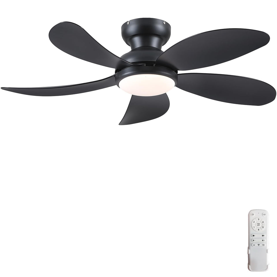 PHORUS 42in black ceiling fan with remote for balanced airflow and adjustable lighting.