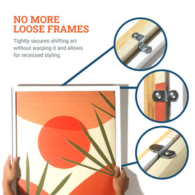 Picture Hang Solutions PHS canvas clips work with wooden stretchers and frames.