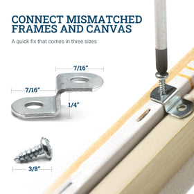 Picture Hang Solutions PHS canvas offset clip double-hole version supports thicker canvases.