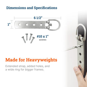 PHS heavy-duty D-ring hangers come with mounting screws for secure installation.