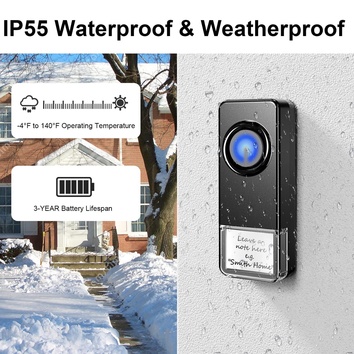 PHYSEN long-range 1300ft design ensures you hear visitors across large properties.