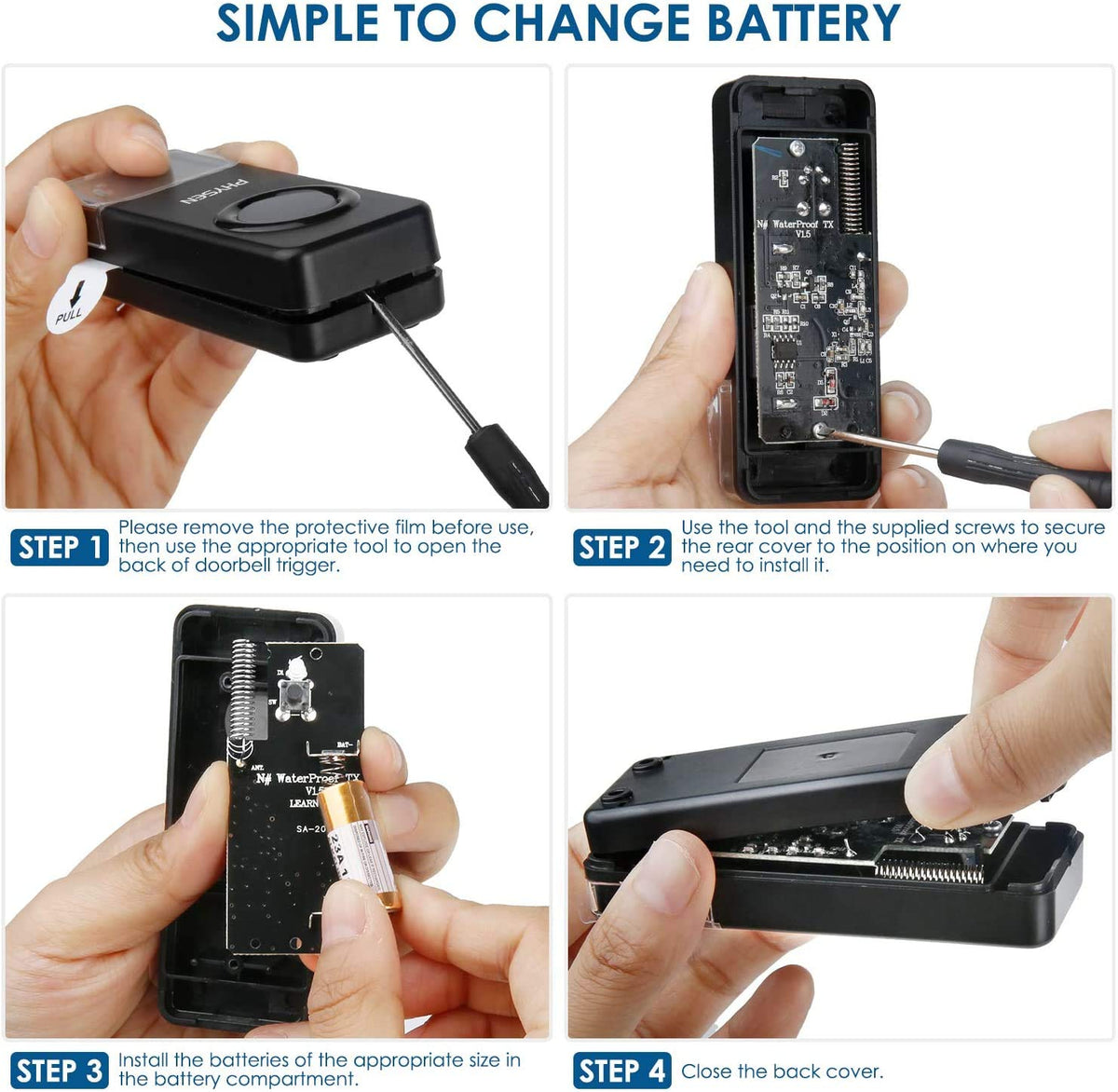 PHYSEN plug-in adapter keeps doorbell powered reliably.
