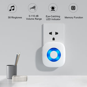 PHYSEN receiver plugged into wall demonstrating reliable long-range notification
