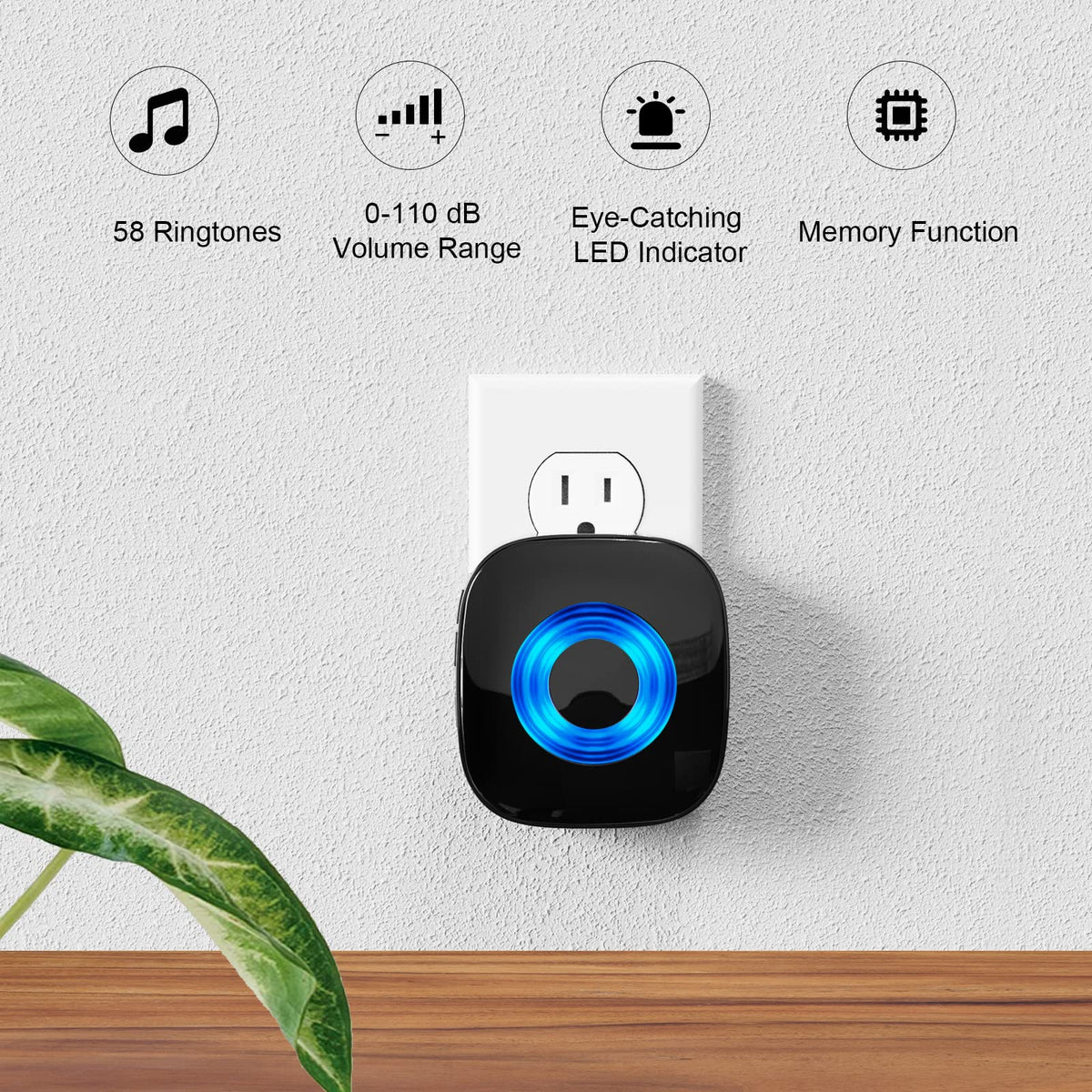 PHYSEN wall button mounted for quick, easy doorbell access.