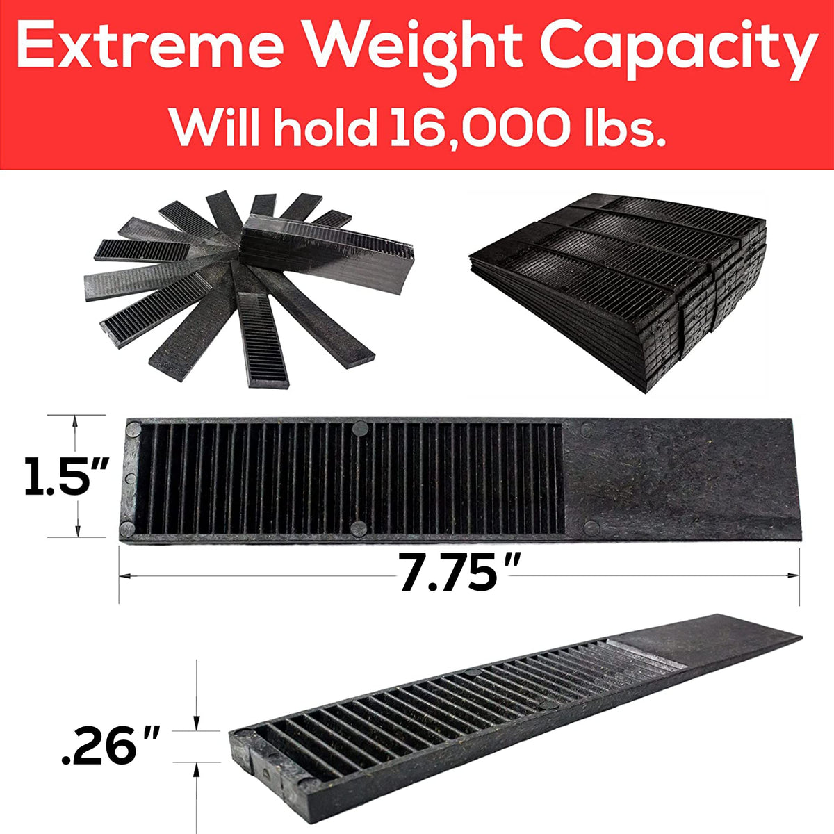 Never-rot plastic shim resists moisture for outdoor use