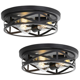 Piano7797 13-inch black flush-mount ceiling light for a bright hallway glow.
