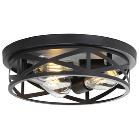 piano7797 13-inch black flush mount ceiling light with three bulbs provides bright ambient light