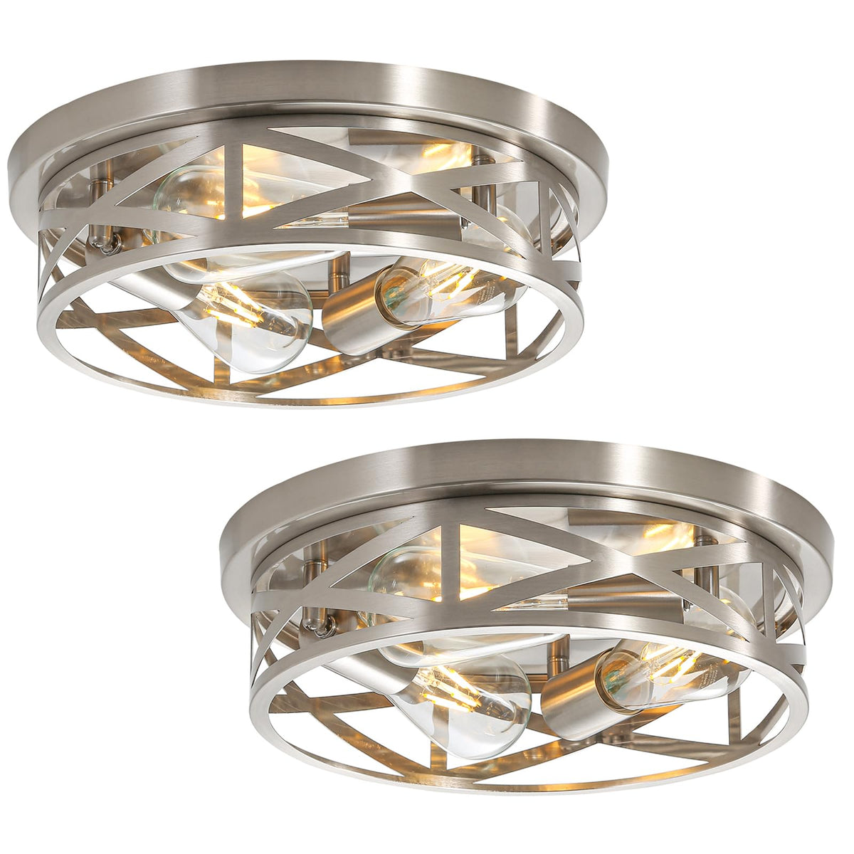 piano7797 13-inch brushed nickel flush mount for bright hallway ambience