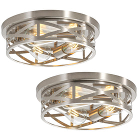 piano7797 13-inch brushed nickel flush mount for bright hallway ambience