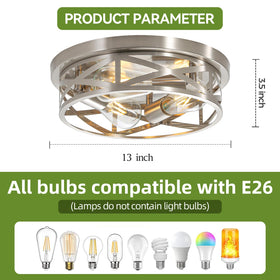 piano7797 3-light flush mount in bedroom adds modern glow