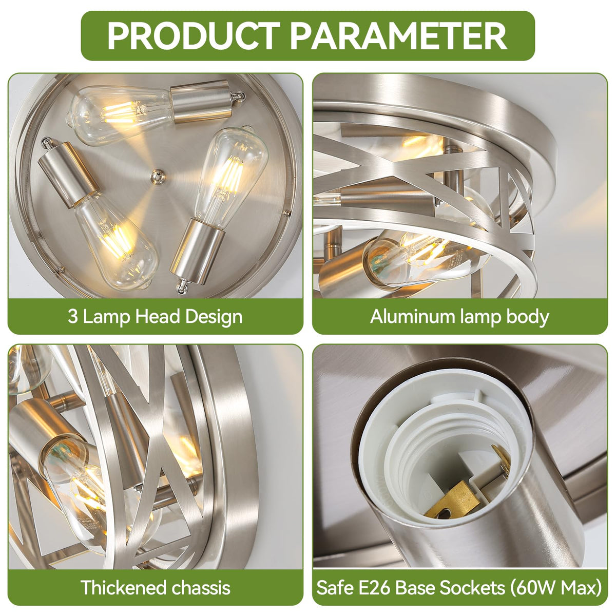 piano7797 3-light flush mount in kitchen provides clean, versatile lighting