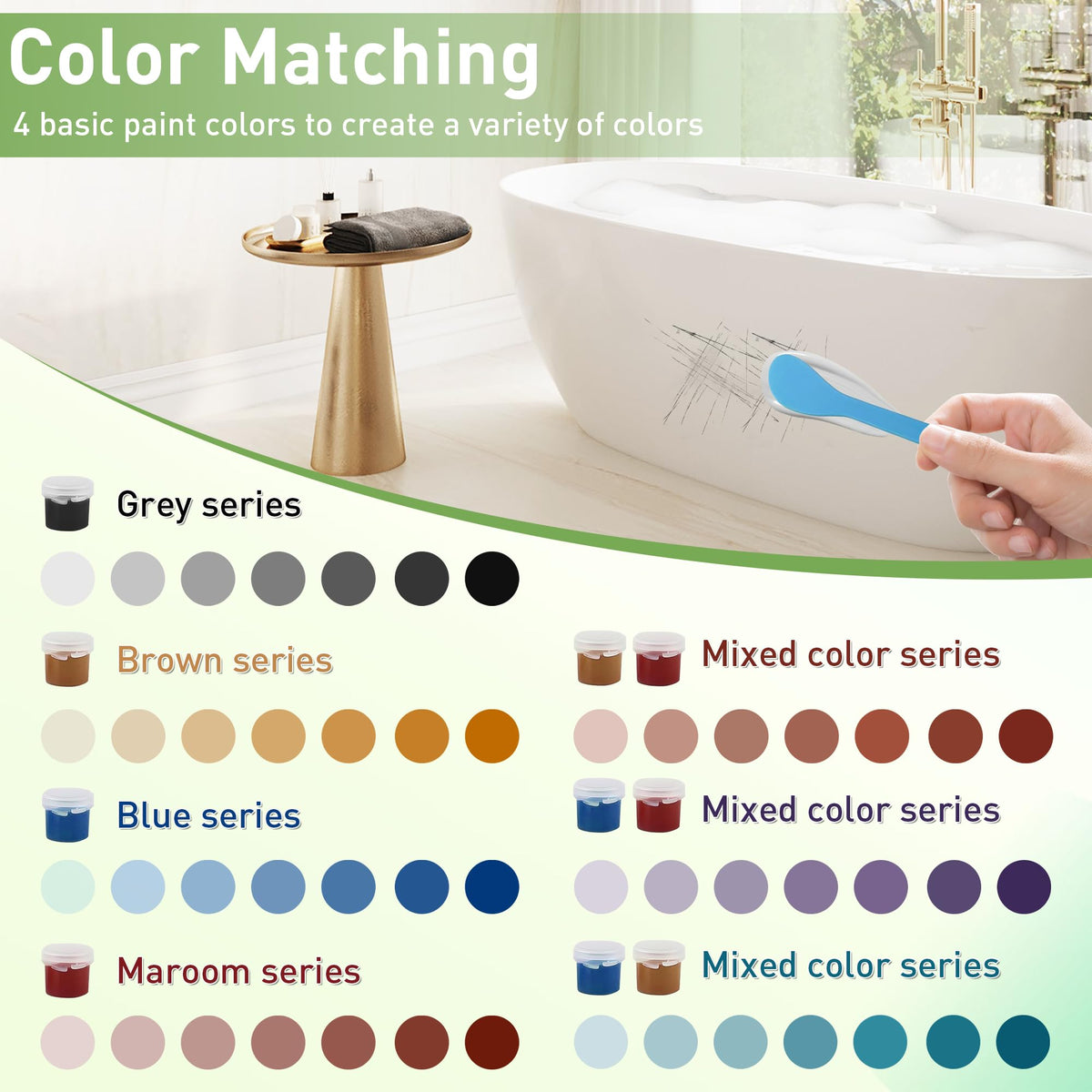 PIBEIBUK surface repair kit repairing tile chip with matched color blend.
