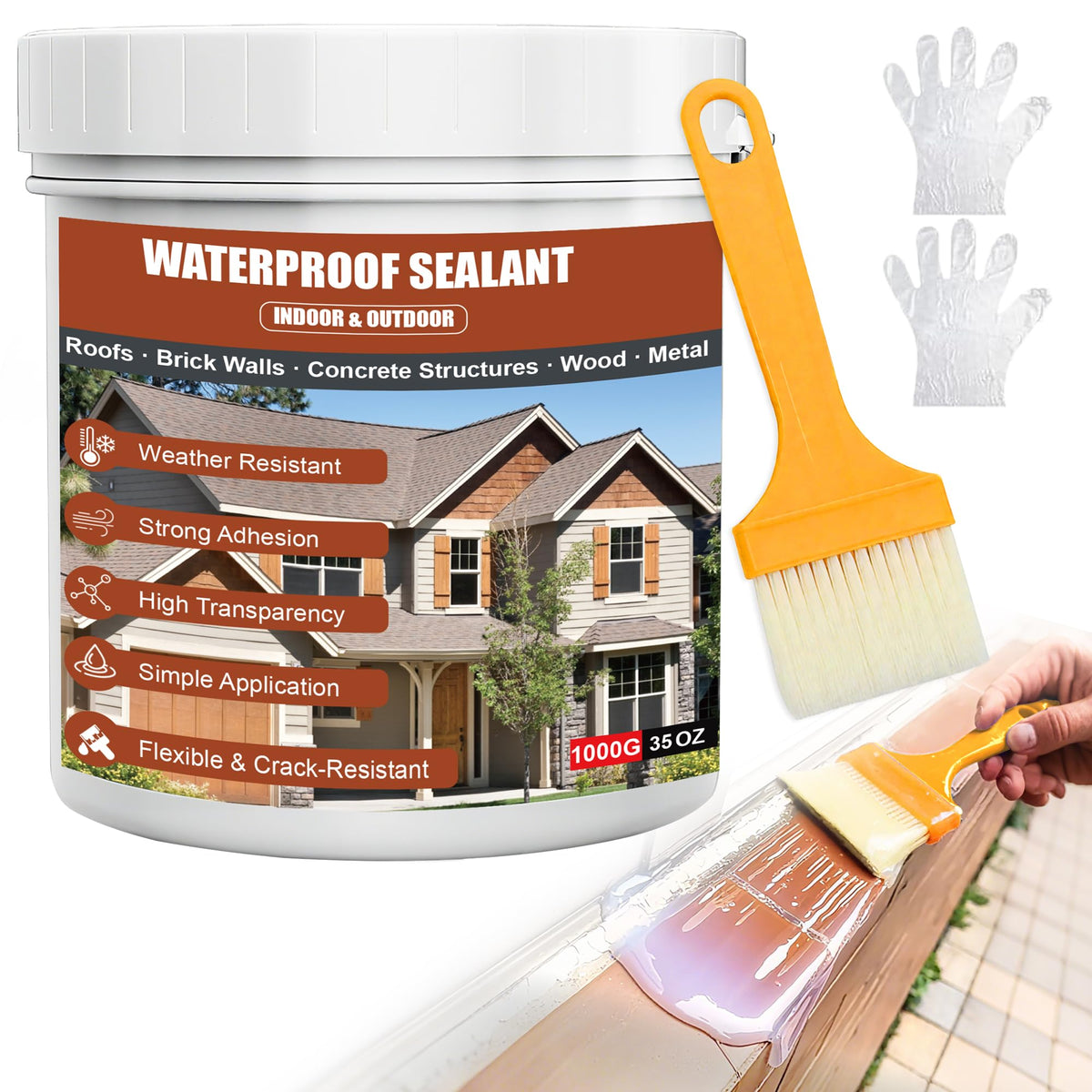 PIBEIBUK Invisible Waterproof Agent 35oz bottle pour seals cracks for lasting protection.