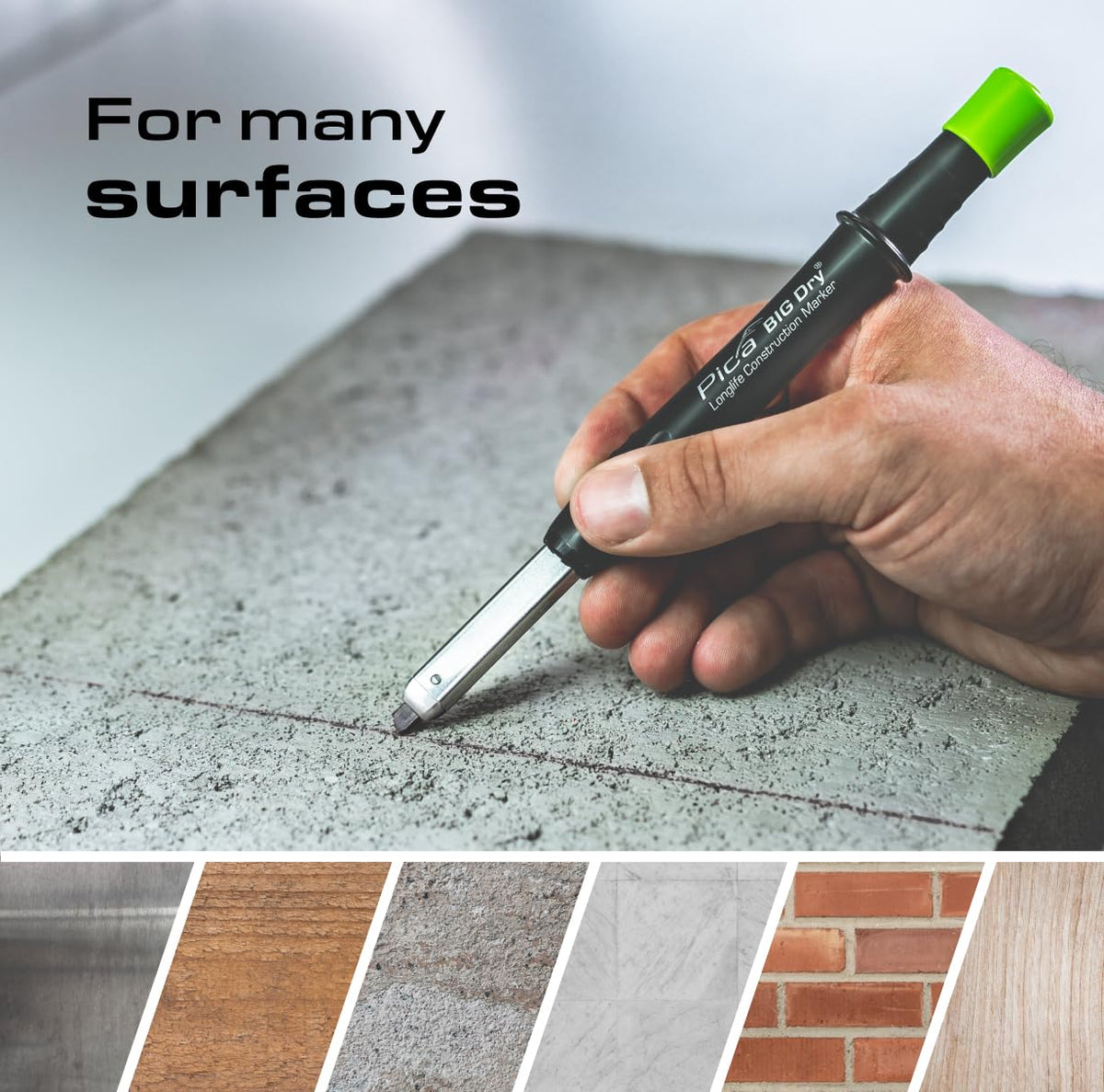 Pica Big Dry Marker in use on site shows durable graphite lines.